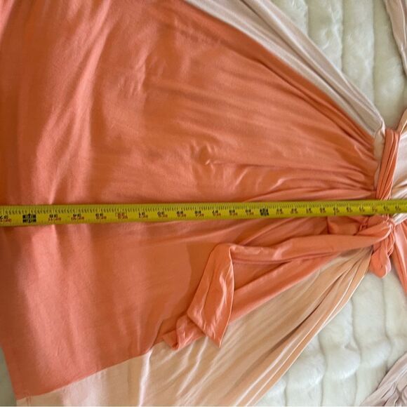 Calvin Klein color block Surplice Faux Wrap Dress in blossom,peach & cream SZ12 - Picture 13 of 16